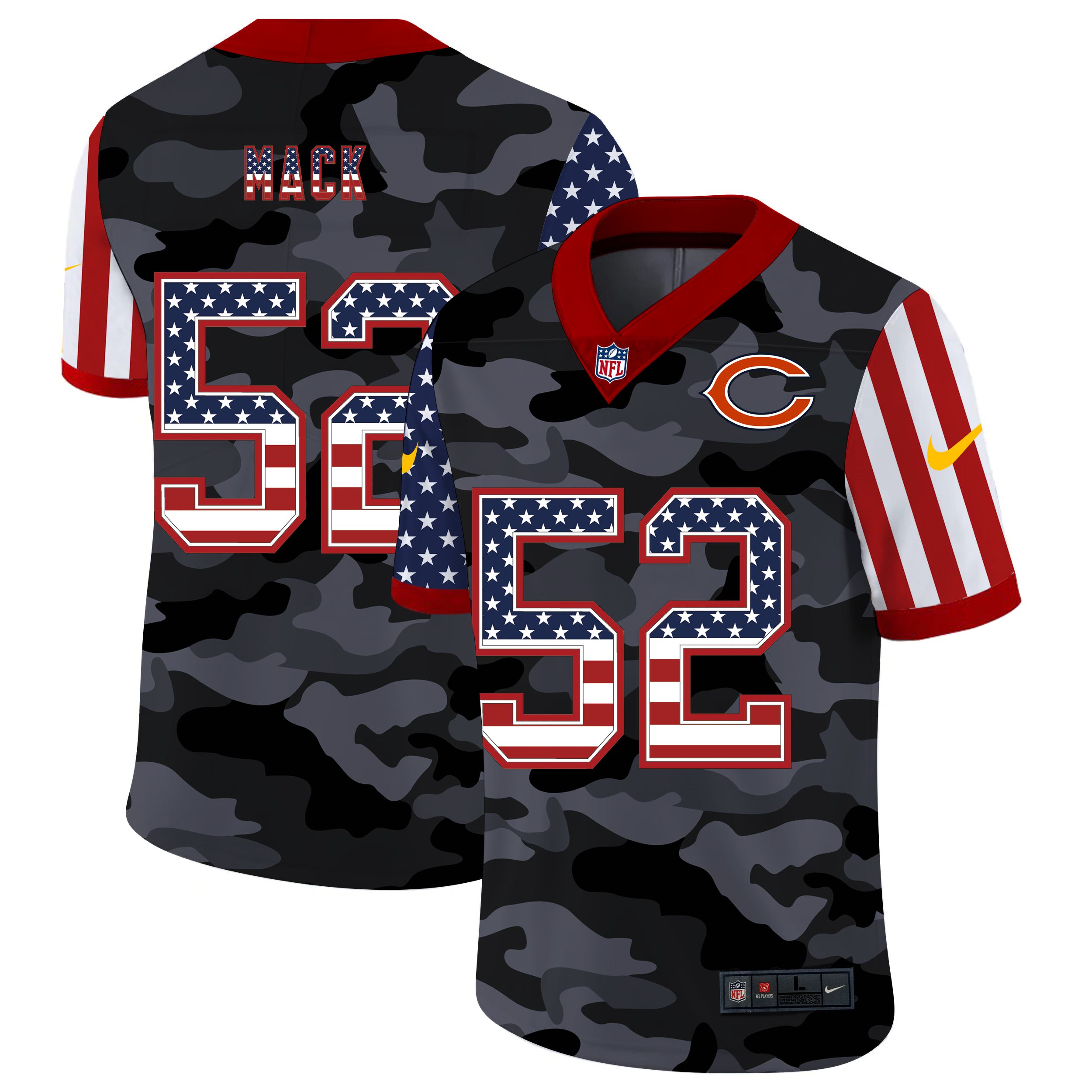 Men Chicago Bears #52 Mack 2020 Nike USA Camo Salute to Service Limited NFL Jerseys